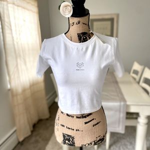 NWT! Pink Soda Short Sleeve White Crop Top